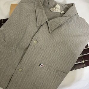 Polo Jeans Company Cotton Ralph Lauren Brown SS Vtg Logo Flag Button Down Mens L